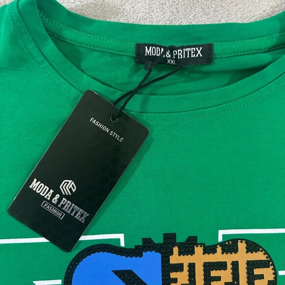 Moda & Pritex Shirt Green Size XXL Short Sleeve Bear Logo - Picture 5 of 7